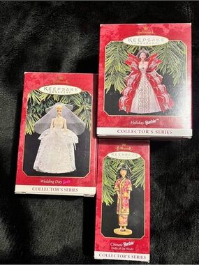 Lot of 3 Hallmark Keepsakes Collector Series Barbie Ornaments